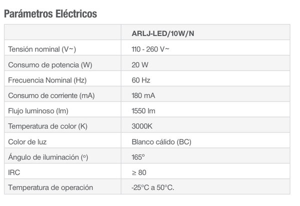 Ipsa Luminaria Decorativa para Muro LED, Modelo ARLJ-LED/20W/N