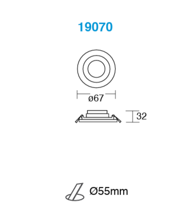 Estevez Spot LED Empotrable 3.5W Luz Cálida / Fría Ø67 mm – SWING LED, Modelo 19070-0-WW