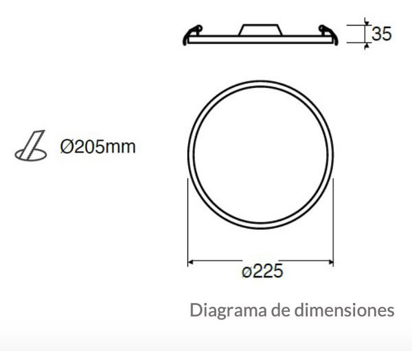 Estevez Luminaria LED Flat Deco CCT Empotrable 25W Ø225mm con Selector de Color, Modelo 39124-0-CCT