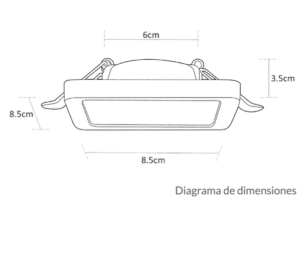 Estevez Luminaria LED Flat Deco Square CCT Empotrable 6W 85x85mm con Selector de Color, Modelo 39921-0-CCT