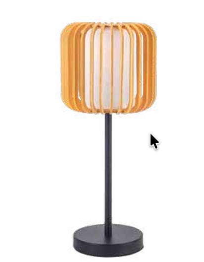 Estevez Luminaria De Mesa Madera/Blanco E26, Modelo EDE-0200-NAT