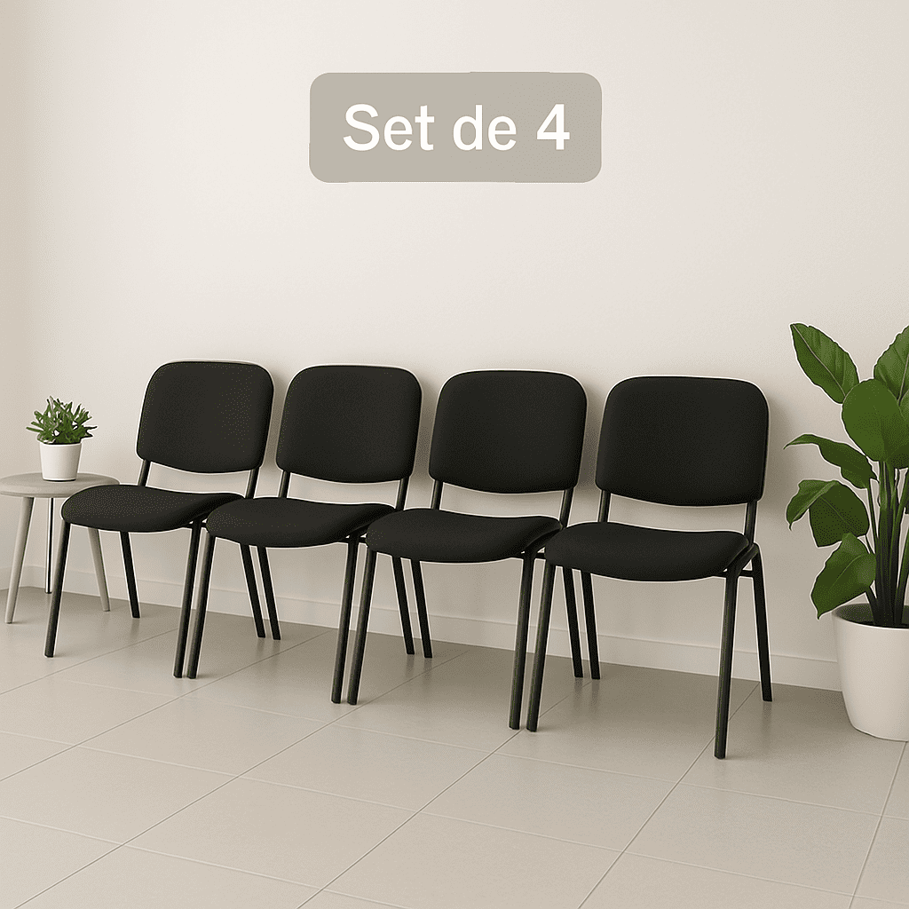 Offiho Set de 4 Sillas de Oficina para Visita Tapiz Personalizable con Estructura de Acero, Modelo ECOVISITA