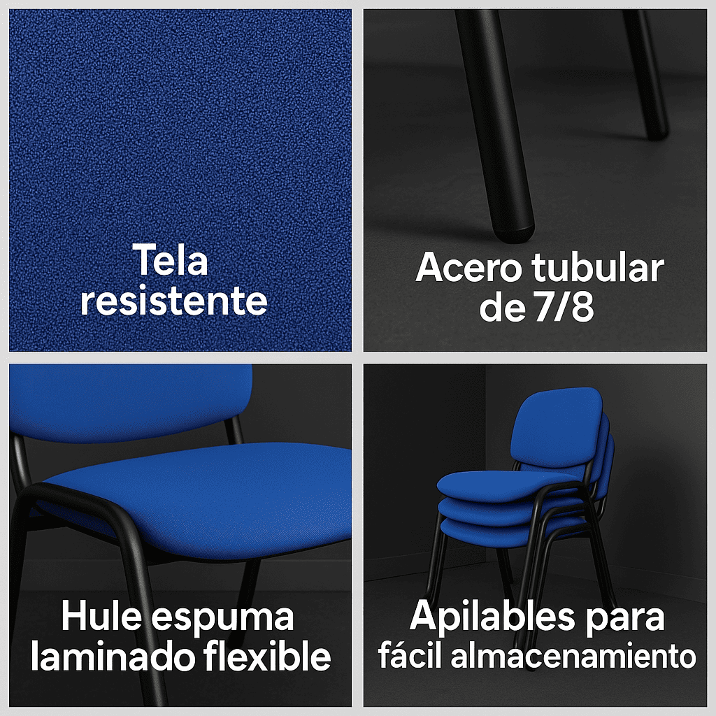Offiho Set de 4 Sillas de Oficina para Visita Tapiz Personalizable con Estructura de Acero, Modelo ECOVISITA