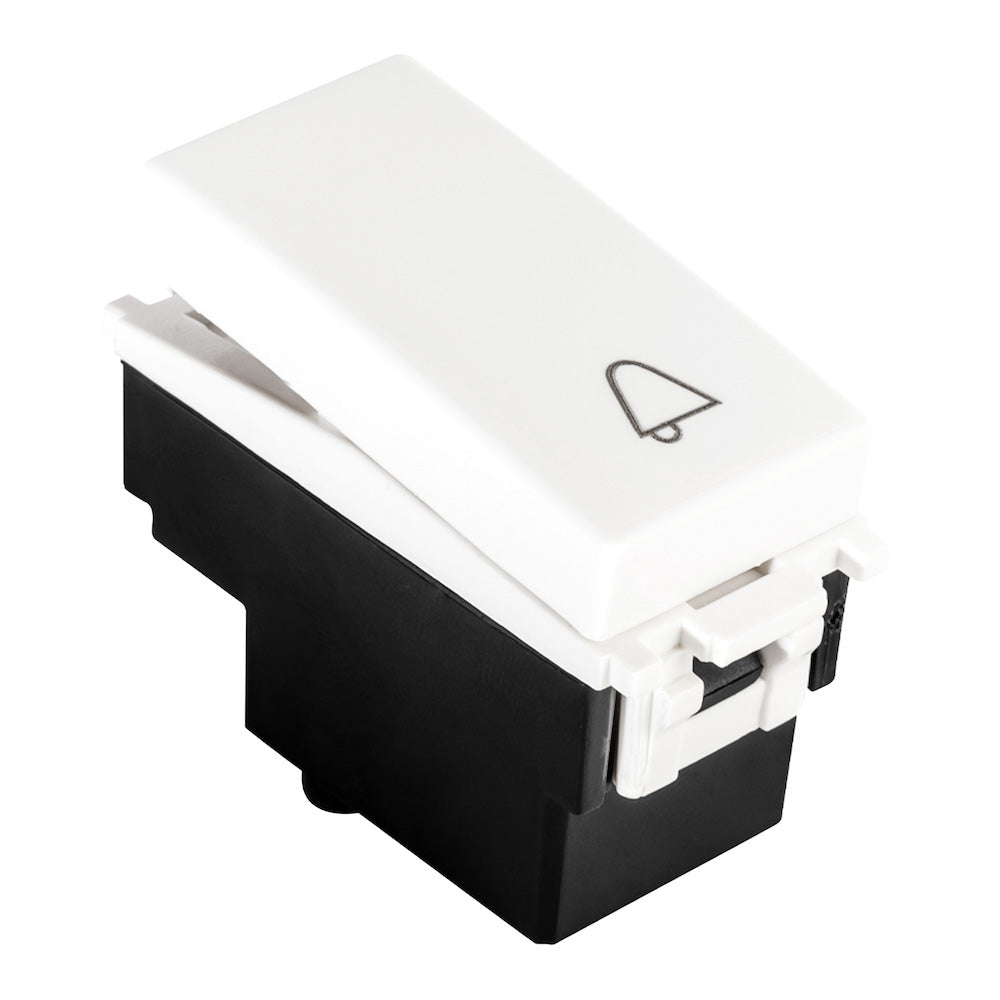 Estevez Pulsador de Botón de Timbre "Campana" - Modelo E90107 Blanco, Conexión Tornillos, 127V/250V, 10A - Luzdeco