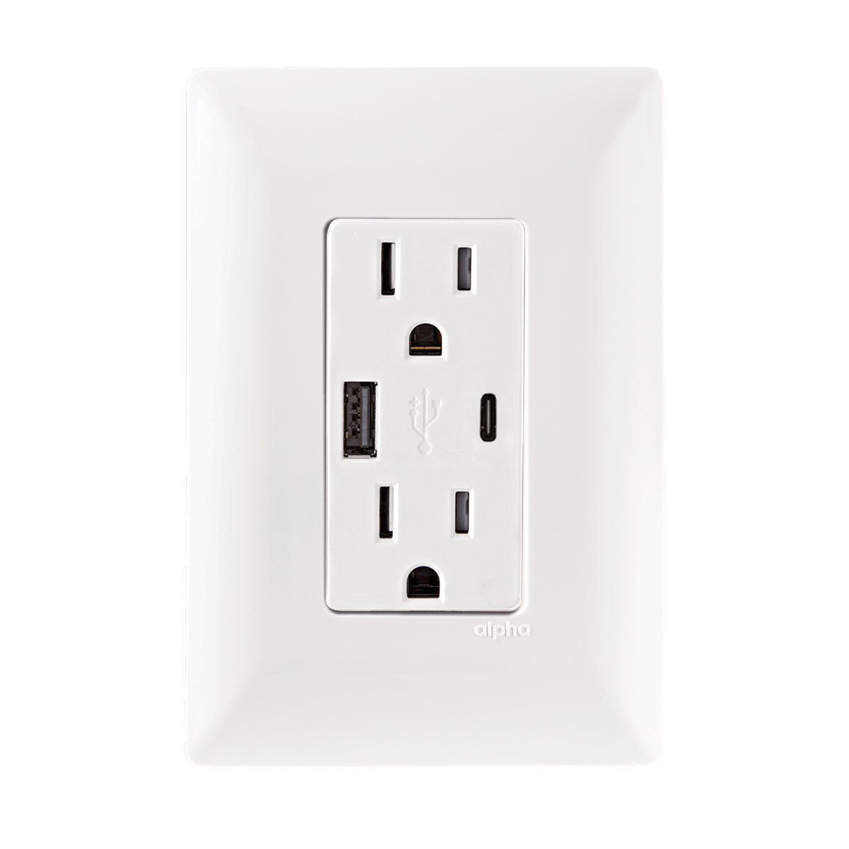 Estevez Control Duplex 2P +T 15A USBA + USBC con Placa Alpha, Modelo E90336