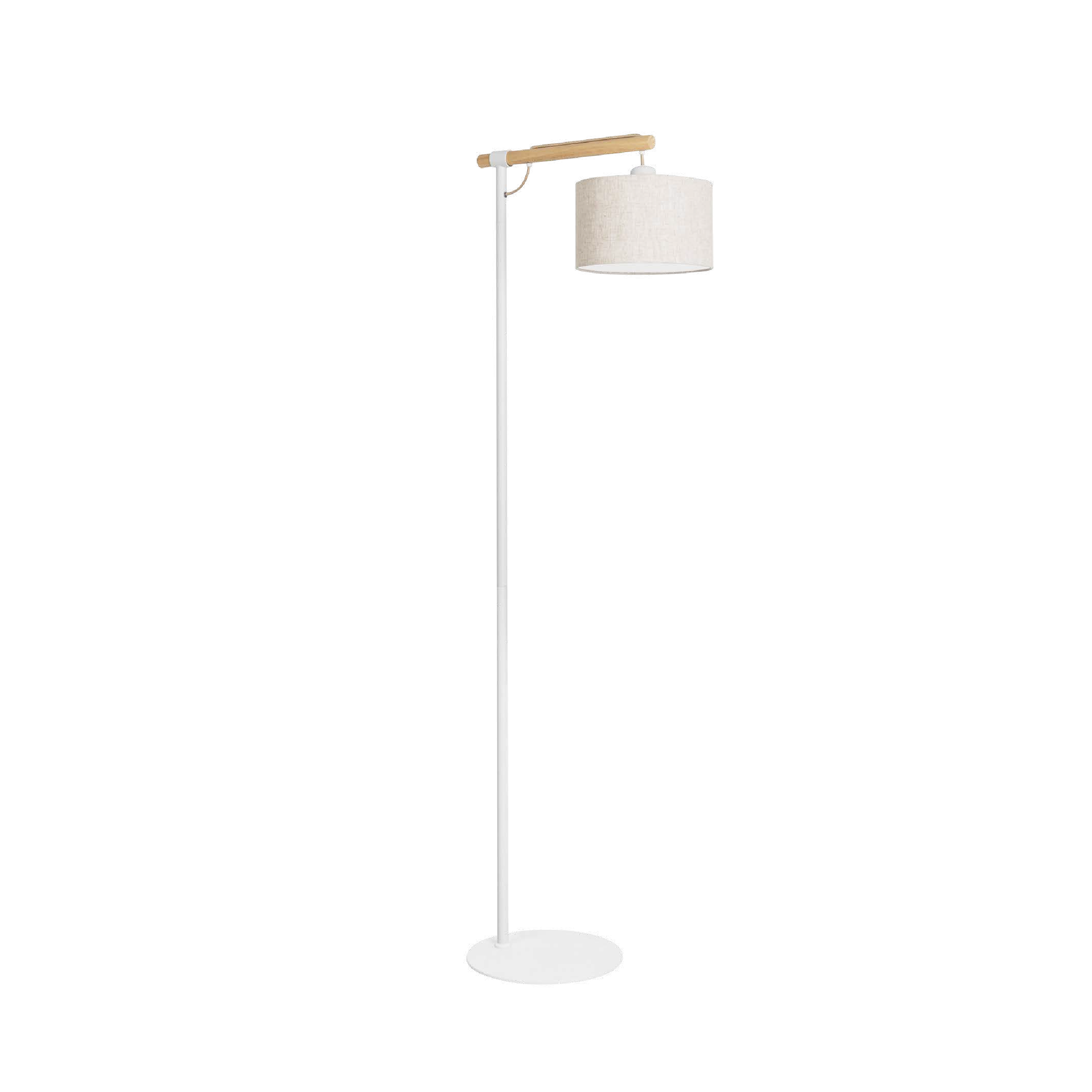 Lámpara de Pie LED Estevez EDE-0006-MAD - 15W, E14, Acero/Textil, Blanca/Madera - Luzdeco