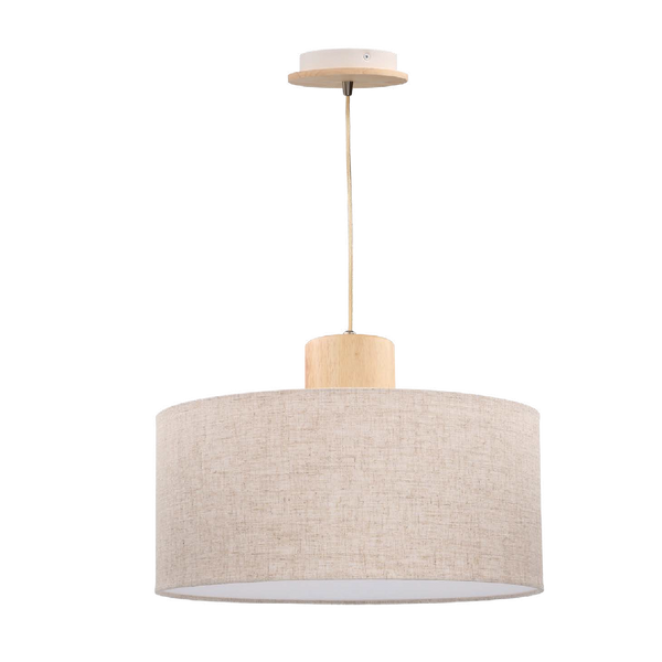 Lámpara Colgante LED Estevez Lampa EDE-0007-MAD - 15W, E26, Madera y Textil Beige -Luzdeco