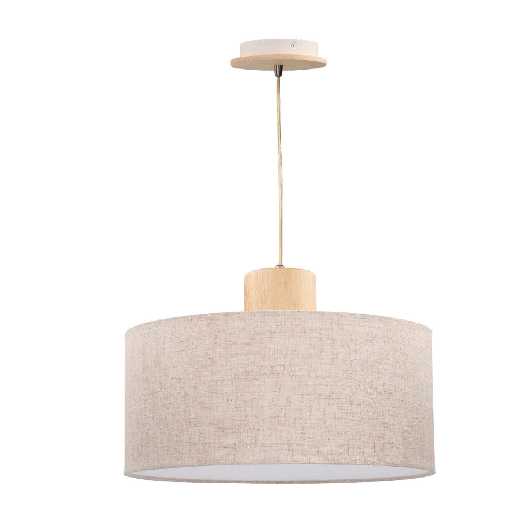 Lámpara Colgante LED Estevez Lampa EDE-0007-MAD - 15W, E26, Madera y Textil Beige -Luzdeco