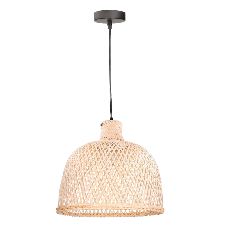 Lámpara Colgante LED Estevez Riba EDE-0024-NEG - 15W, E26, Madera y Acero, Negra - Luzdeco