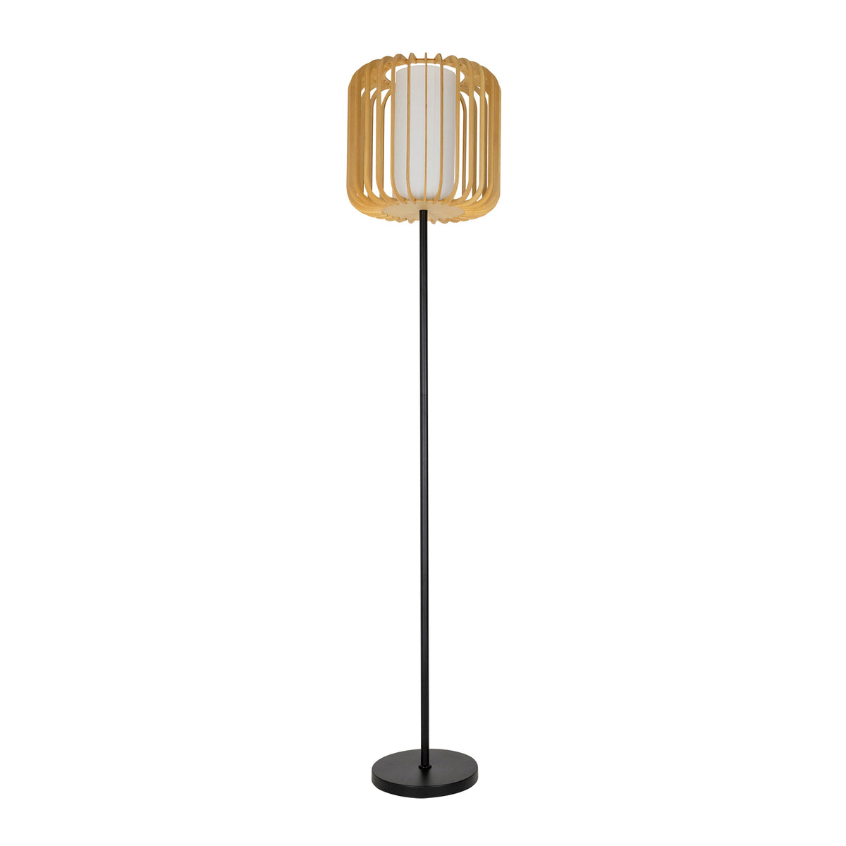Estevez Luminario De Pie Viva Decorativo E26 Acero Madera Ø350 Mm, Modelo EDE-0201-NAT