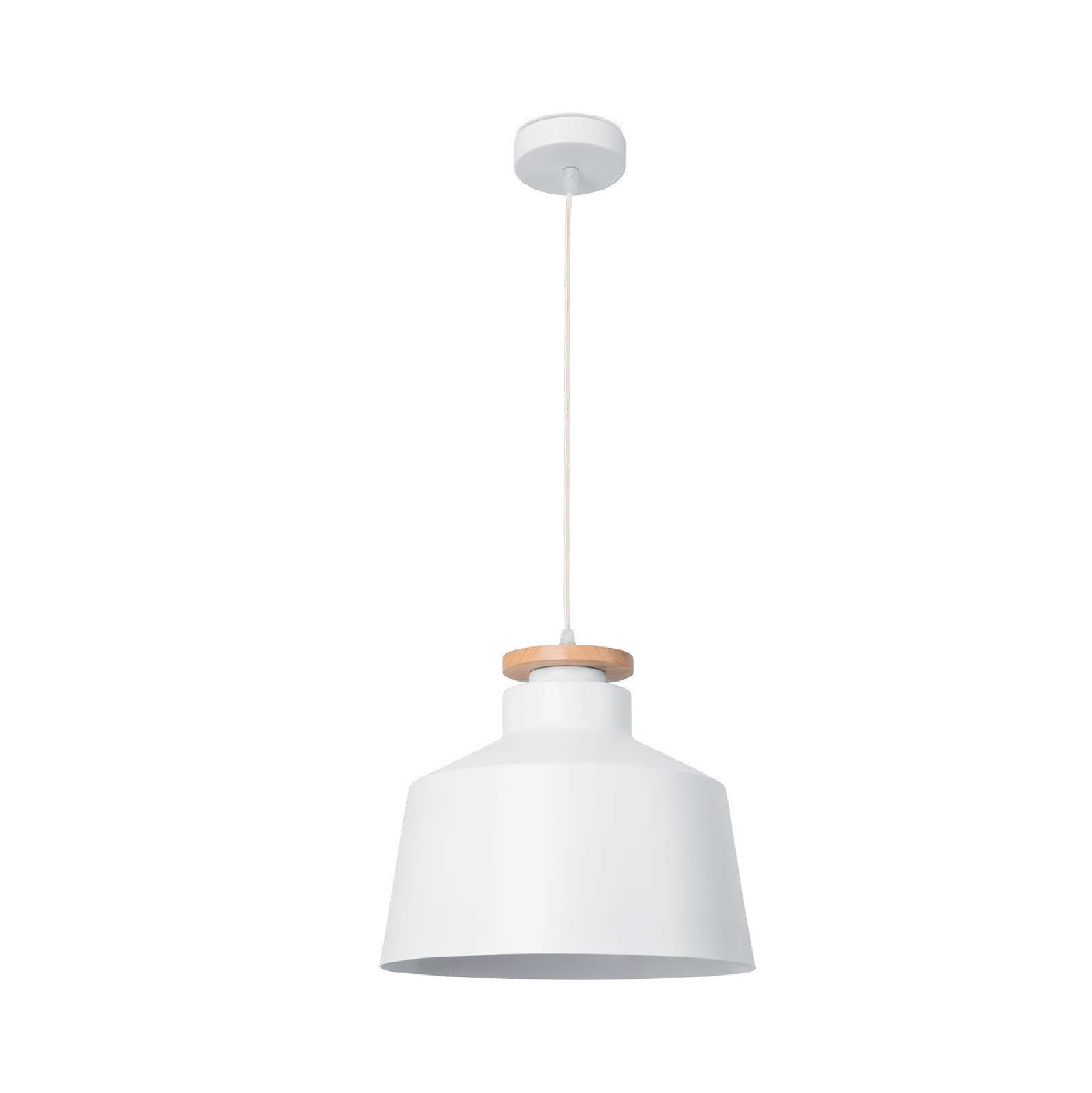 Lámpara Colgante LED Estevez Nube EDE-0233-BLA - 60W, E26, Madera y Acero, Blanca y Madera Clara -Luzdeco