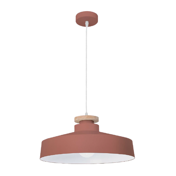 Lámpara Colgante LED Estevez Nube EDE-0234-RTJ - 60W, E26, Madera y Acero, Roja y Madera Clara - Luzdeco