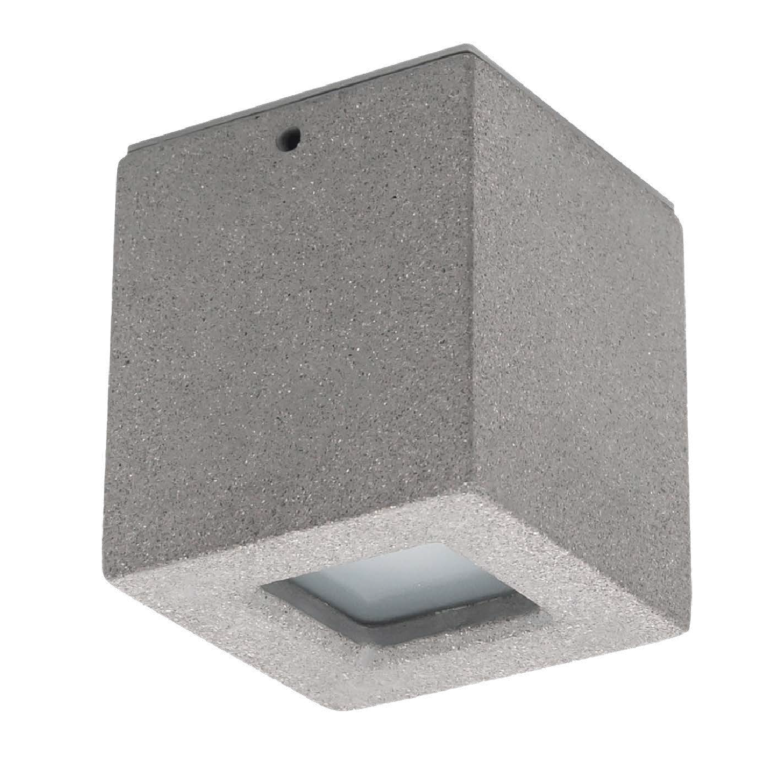 Luminario LED Estevez Cemento y Cristal 60W para Muro/Techo Exterior | Apto Zona Salina | Modelo ETX-0201-CEM - Luzdeco