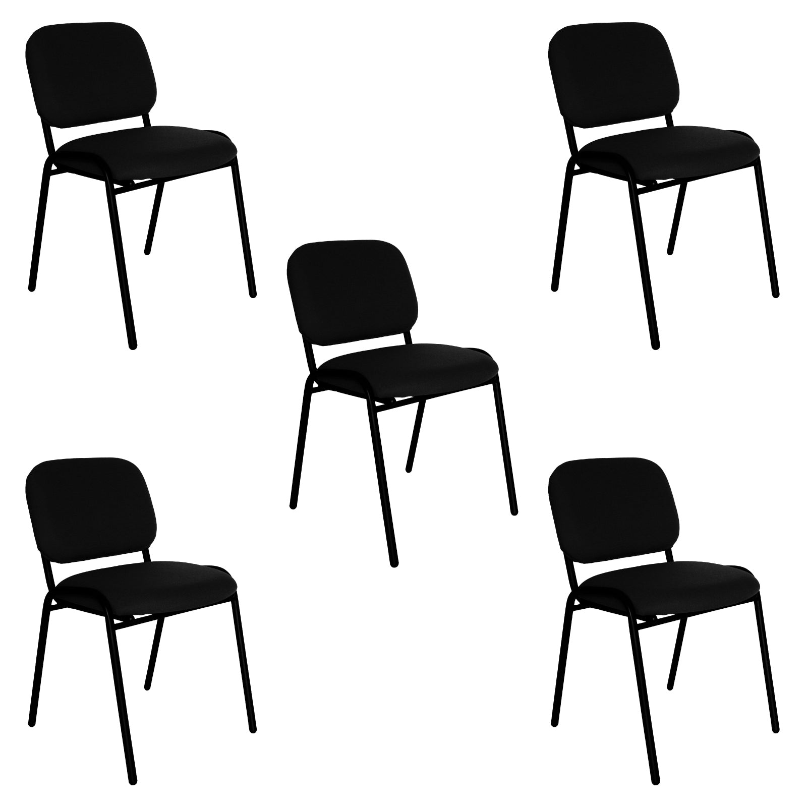 Offiho Set de 5 Sillas de Oficina para Visita Tapiz Personalizable con Estructura de Acero, Modelo ECOVISITA