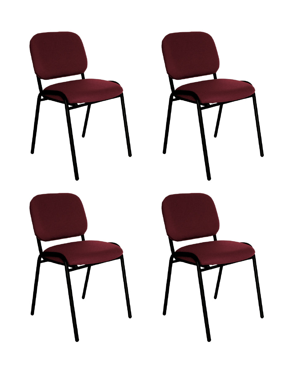 Offiho Set de 4 Sillas de Oficina para Visita Tapiz Personalizable con Estructura de Acero, Modelo ECOVISITA