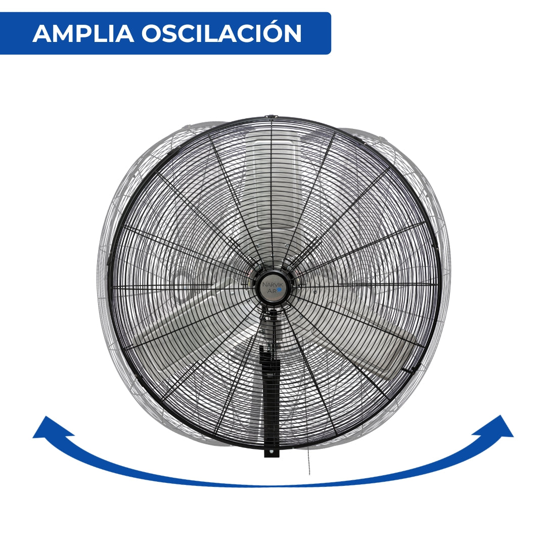 Narvik Ventilador Industrial de Pared 30" 230W con Aspas de Aluminio, Amplia Oscilación, Modelo NA1130 / NA-W30