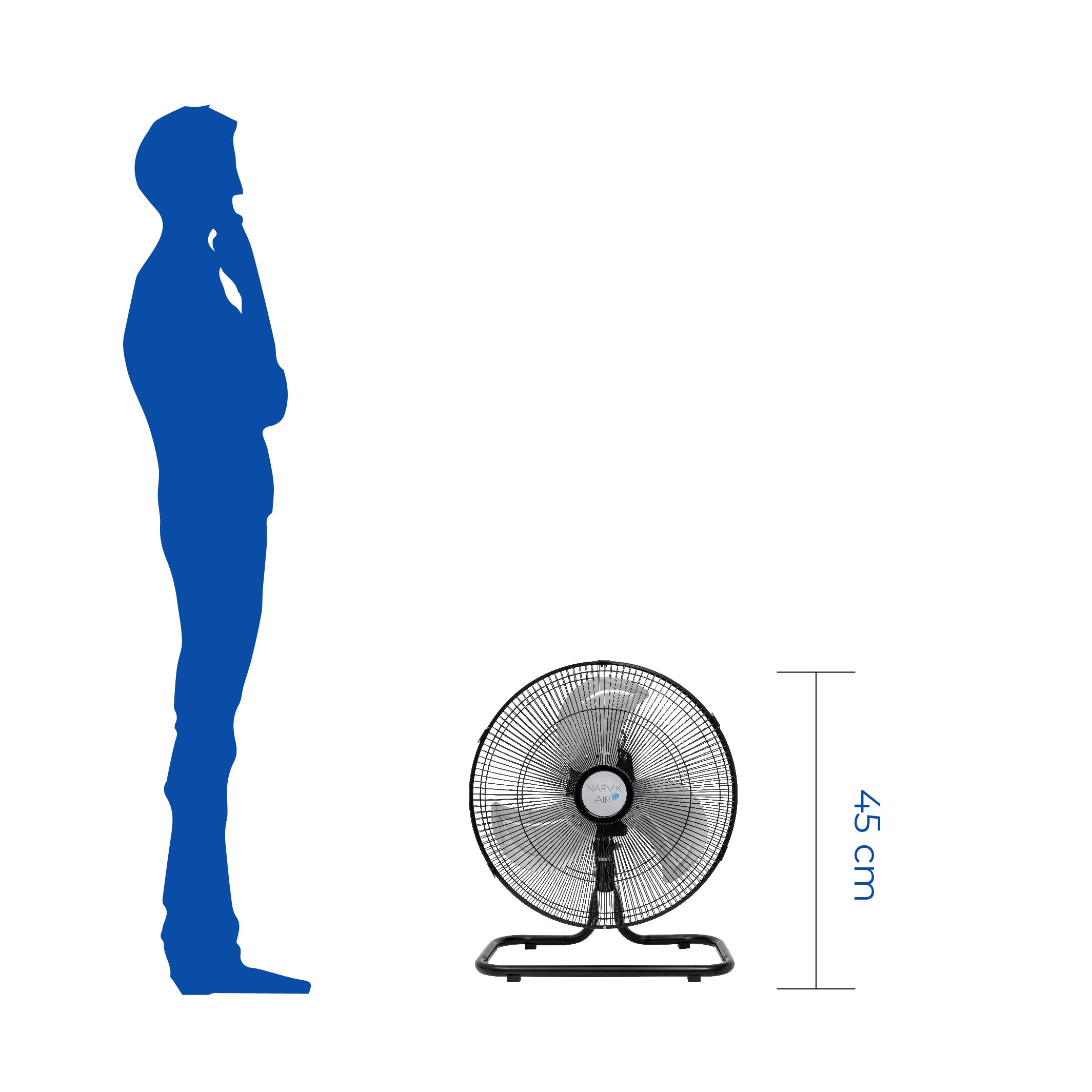 Narvik Ventilador de 16" Industrial 2 en 1: Piso y Pared Oscilatorio 55W con Aspas de Aluminio, Modelo NA1016 / NA-OF16