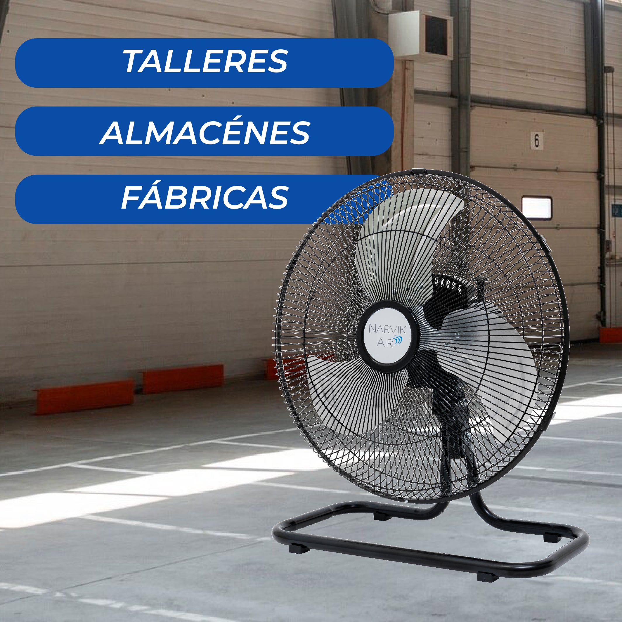 Narvik Ventilador de 16" Industrial 2 en 1: Piso y Pared Oscilatorio 55W con Aspas de Aluminio, Modelo NA1016 / NA-OF16