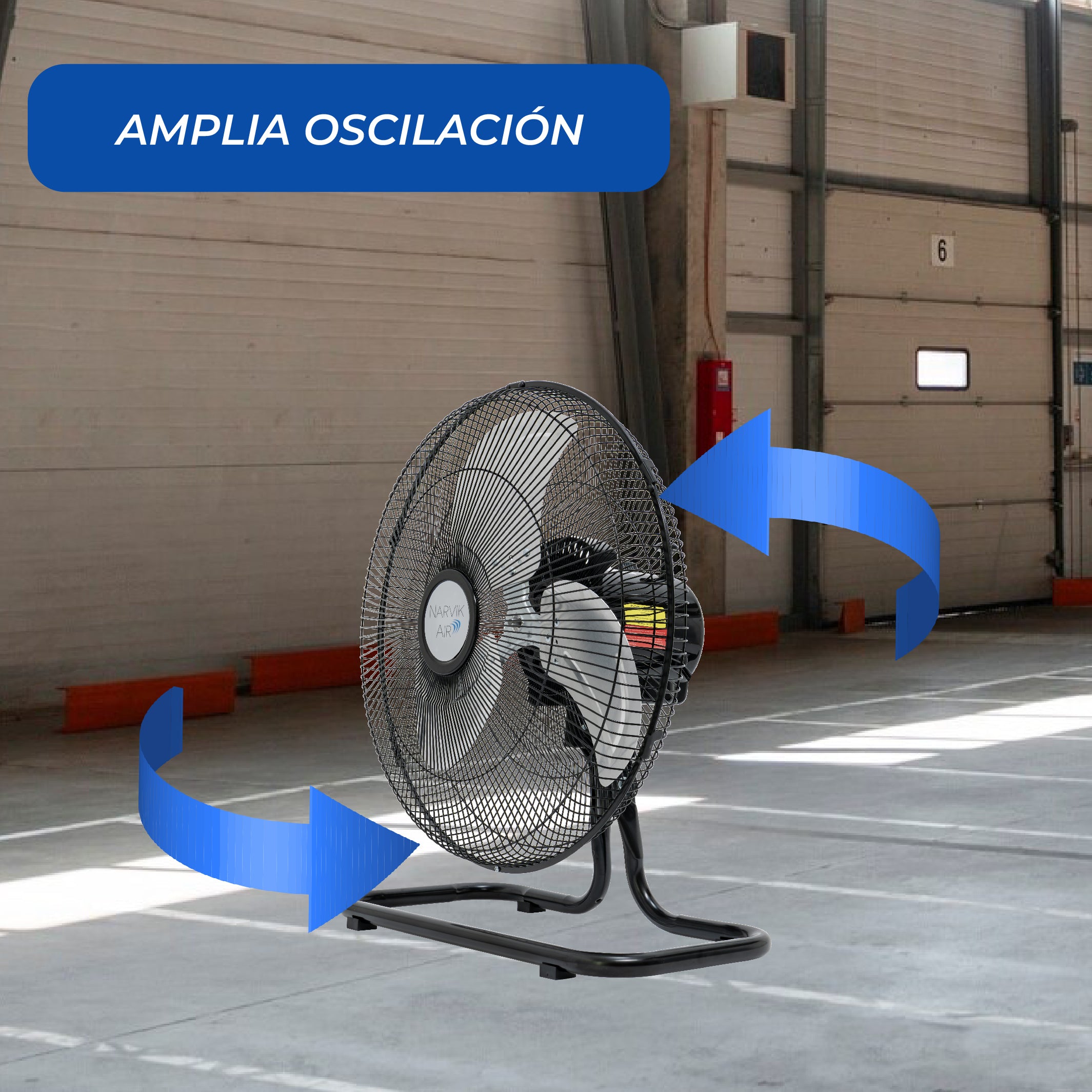 Narvik Ventilador de 16" Industrial 2 en 1: Piso y Pared Oscilatorio 55W con Aspas de Aluminio, Modelo NA1016 / NA-OF16