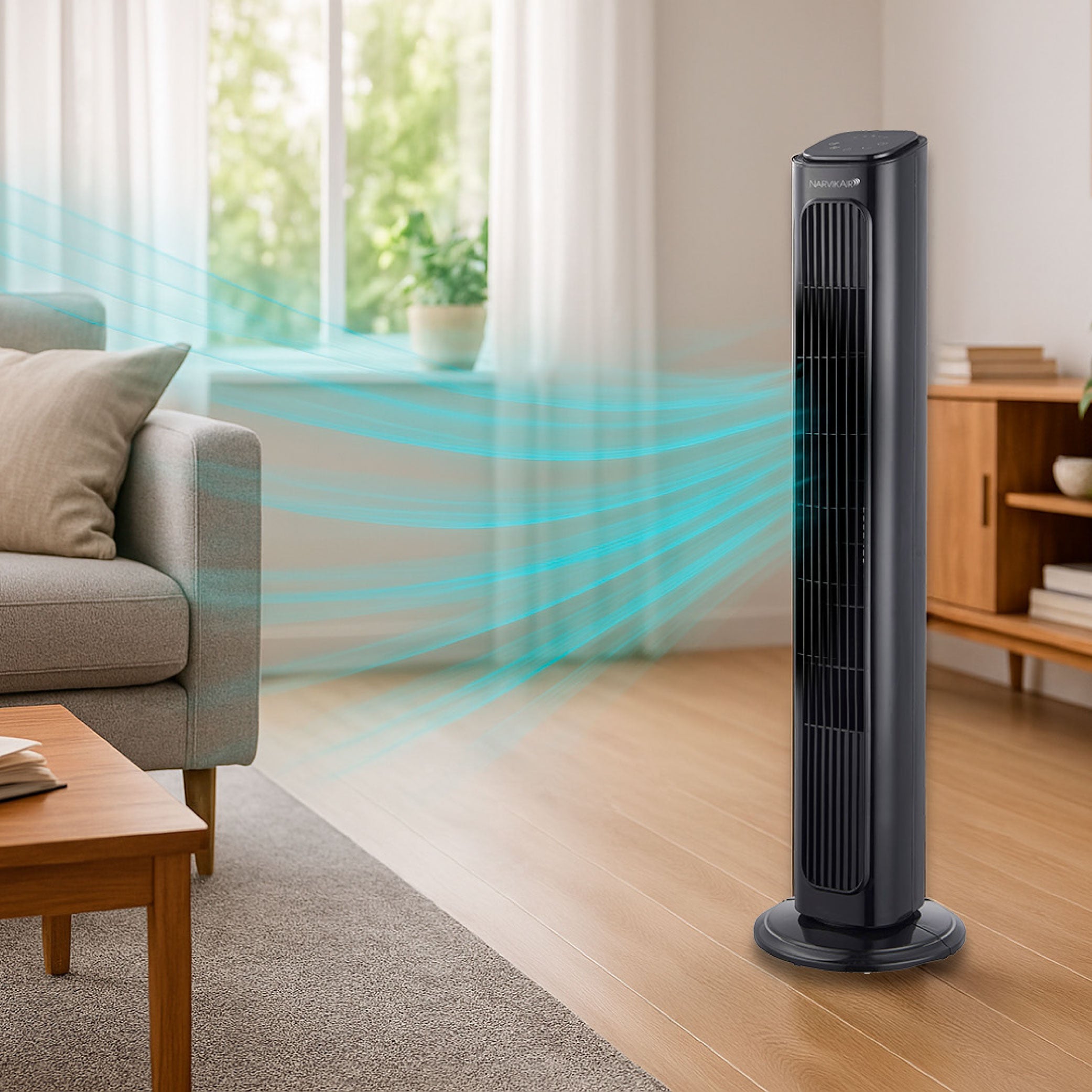 Narvik Ventilador de Torre 32" Silencioso de 40W con Control Remoto y Panel Touch, Modelo NA5032