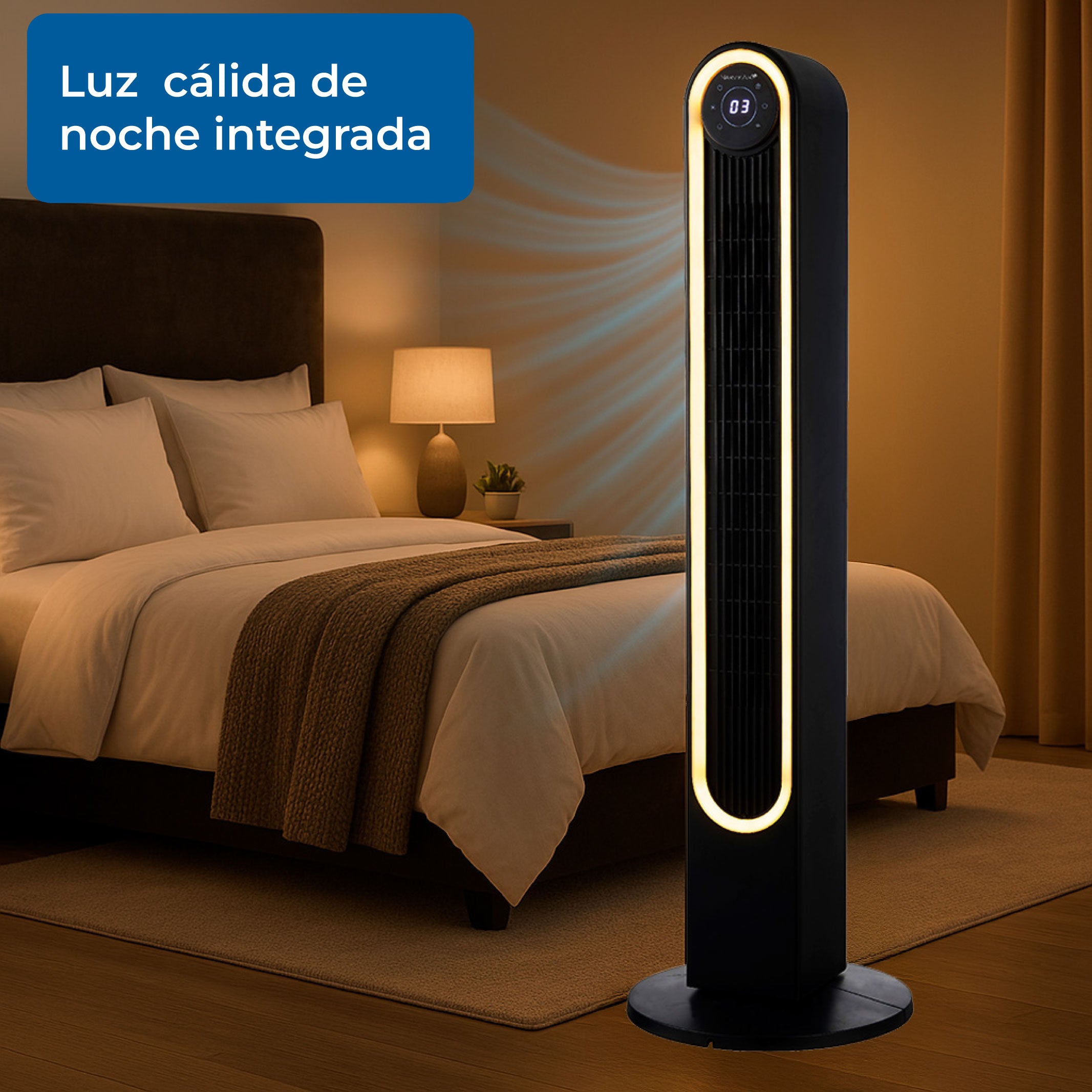 Narvik Ventilador de Torre 42" Silencioso de 60W con Luz, Control Remoto y Panel Touch, Modelo NA5042