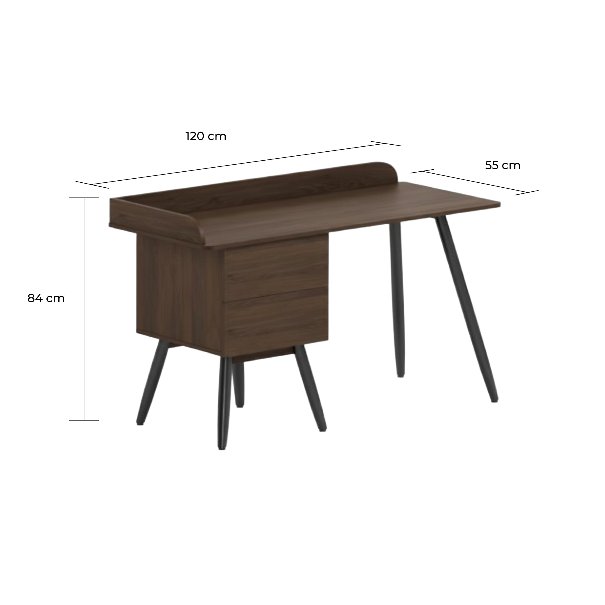 Offiho Escritorio de Oficina para Home Office con Estructura Metálica y Cajones, Modelo 2240186