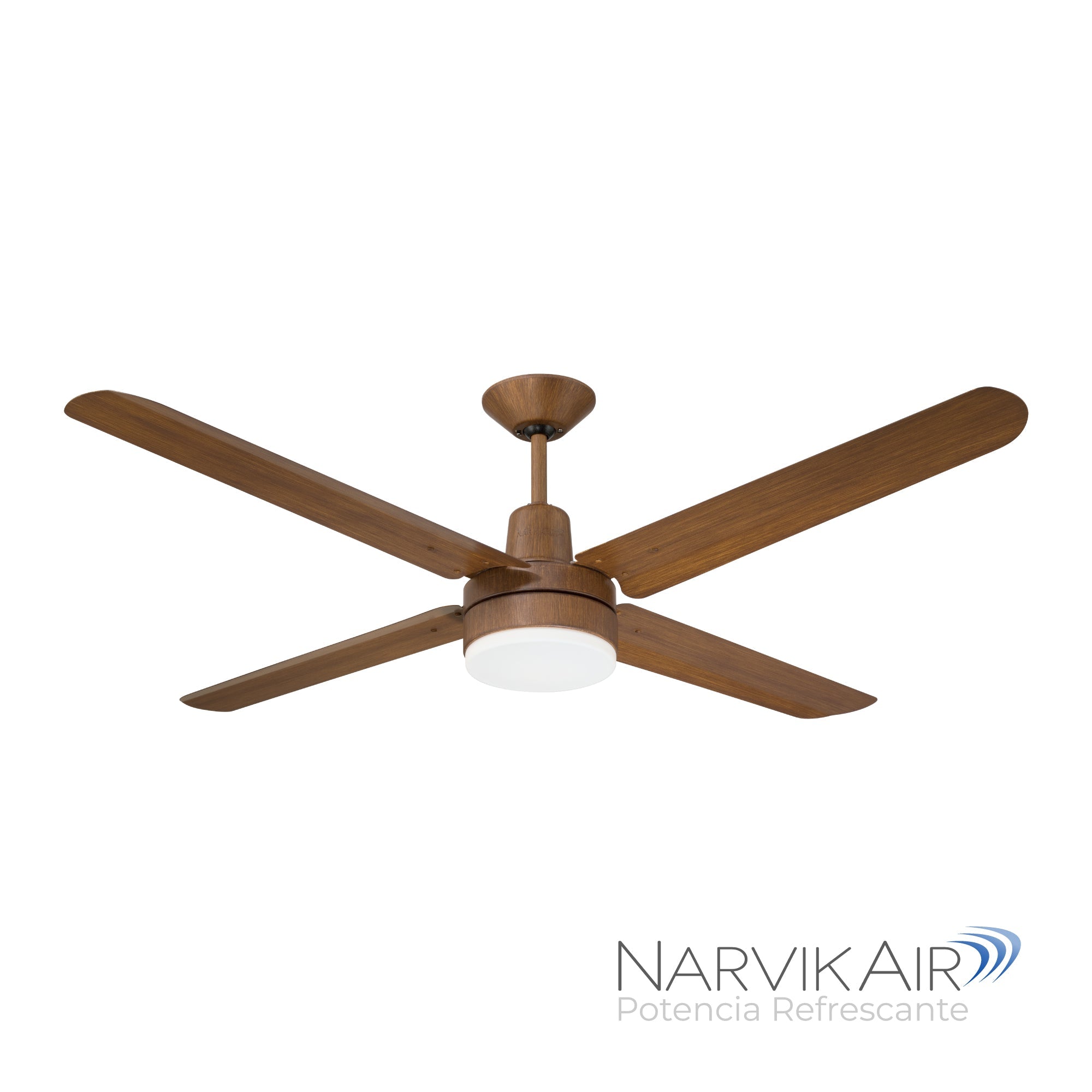 Narvik Ventilador de Techo Con Luz de 56" 4 Aspas de Aluminio con Acabado de Madera Control de Pared, Modelo NA3023