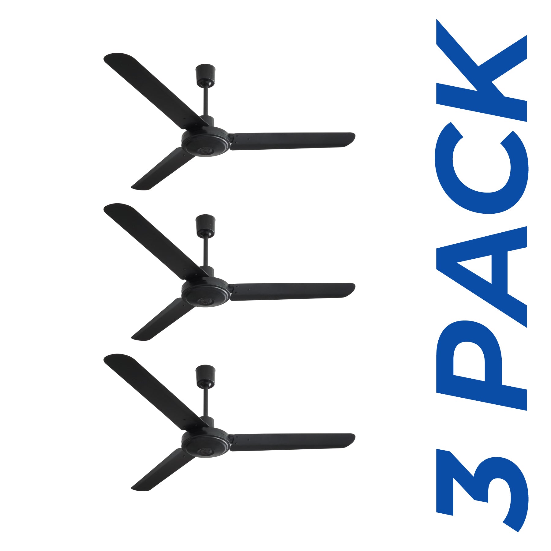 Narvik Set de 3 Ventiladores de Techo de 56" Con 3 Aspas de Aluminio con Control de Pared para Uso Industrial, Modelo NA3031