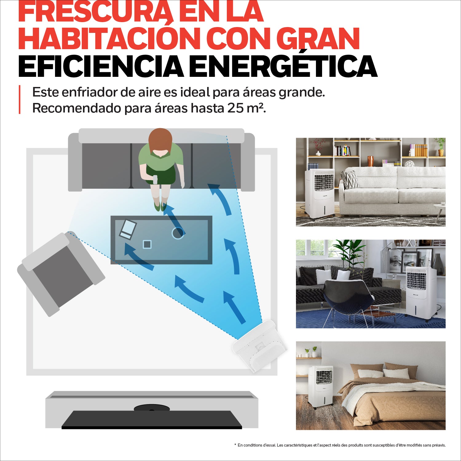Honeywell Enfriador de Aire, Humidificador, Ventilador 3 en 1 de 20L para 19m2 Con Control, Modelo CL202PEUI