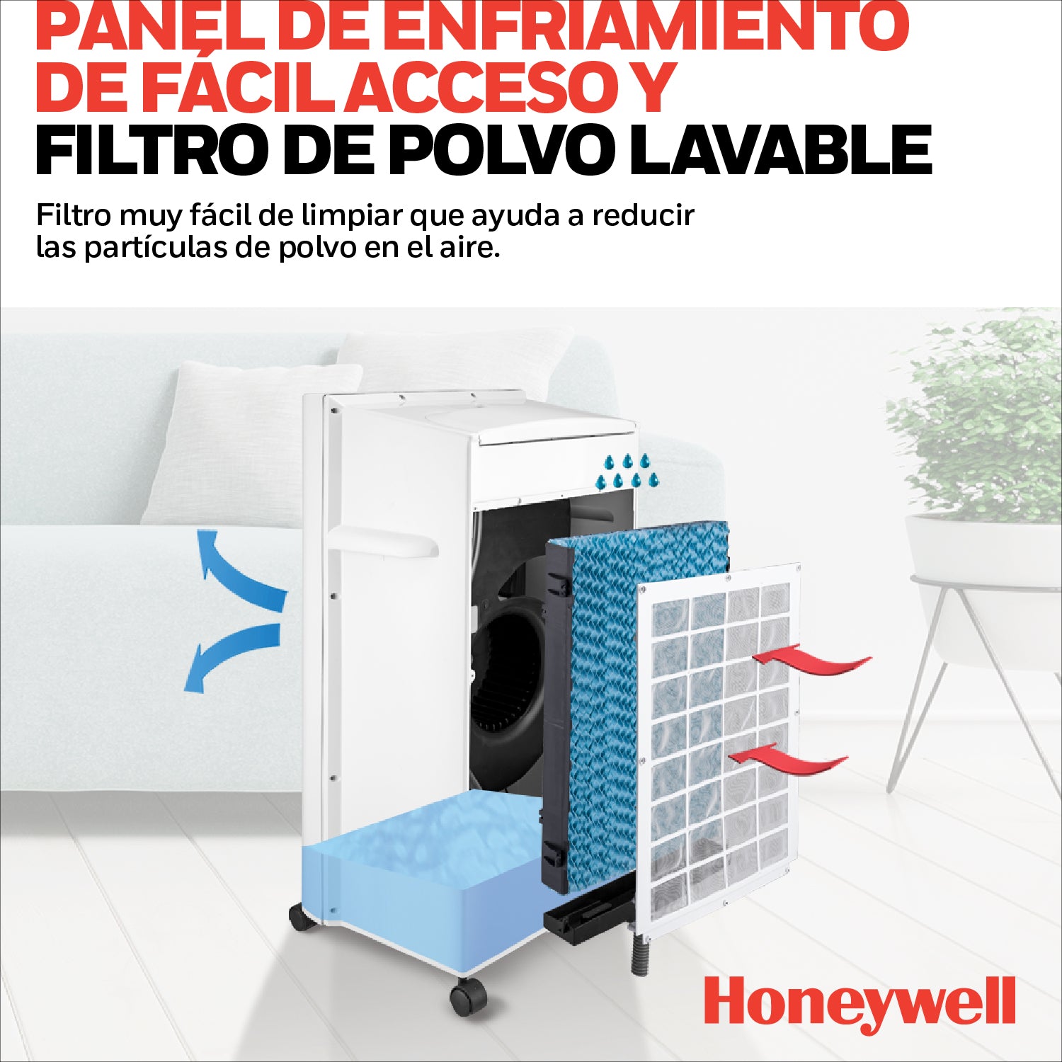 Honeywell Enfriador de Aire, Humidificador, Ventilador 3 en 1 de 20L para 19m2 Con Control, Modelo CL202PEUI