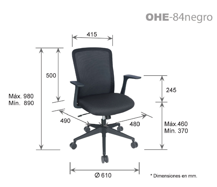 Offiho Silla De Oficina Ergonómica Reclinable con Altura Ajustable, Modelo OHE84 Mouse