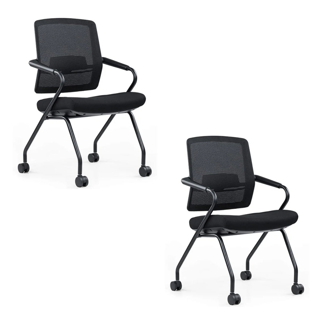 Offiho Set de 2 Silla para Visitas Ergónomica con Ruedas Plegable Anidable, Modelo OHV-138