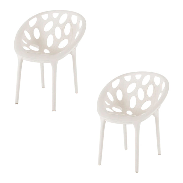 Lagoon Set de 2 Sillas de Comedor Contemporánea para Exterior e Interior con Protección Solar UV, Modelo Nido 7055