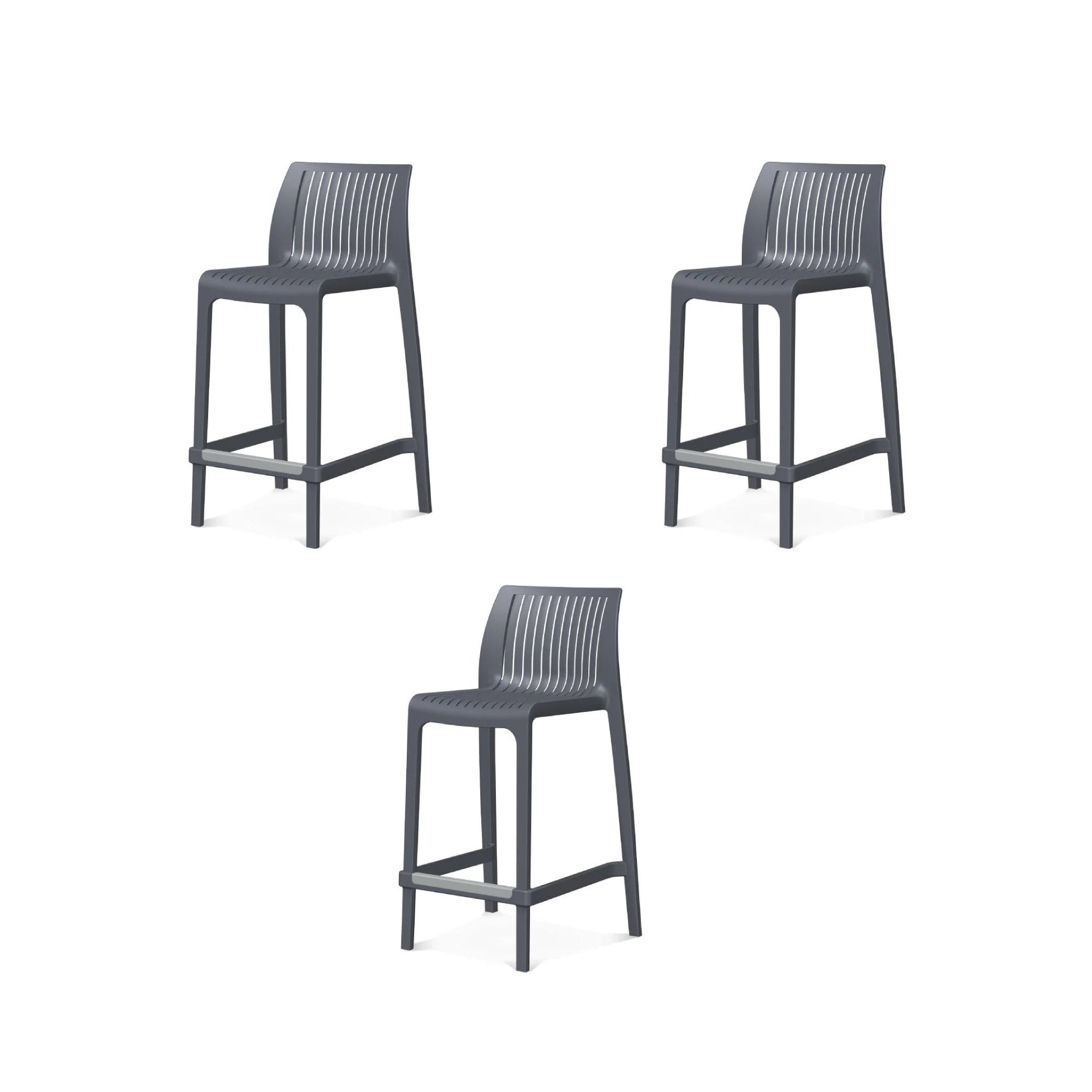 Lagoon Set de 3 Bancos de Barra en Varias Alturas Apto para Exterior e Interior con Protección UV, Modelo Milos 7203B