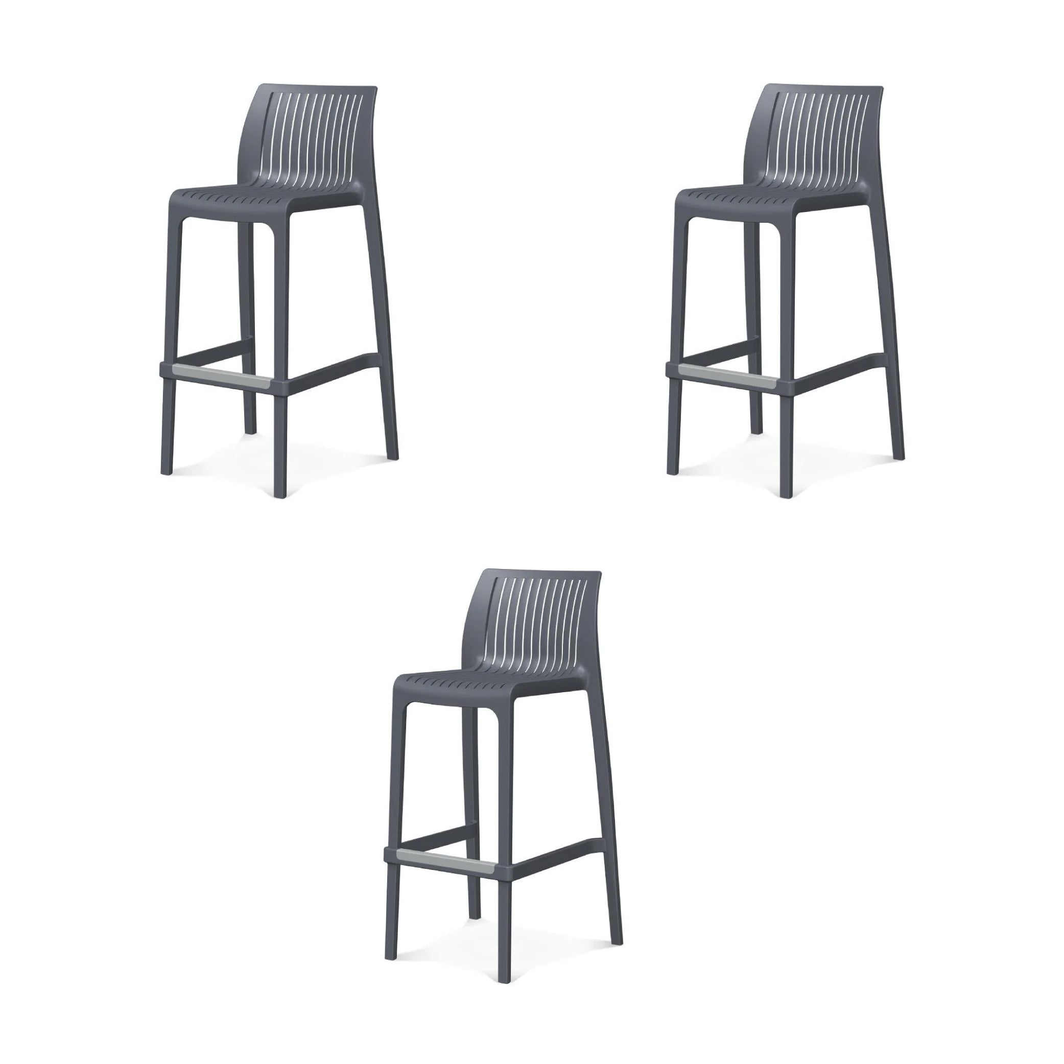 Lagoon Set de 3 Bancos de Barra en Varias Alturas Apto para Exterior e Interior con Protección UV, Modelo Milos 7203B