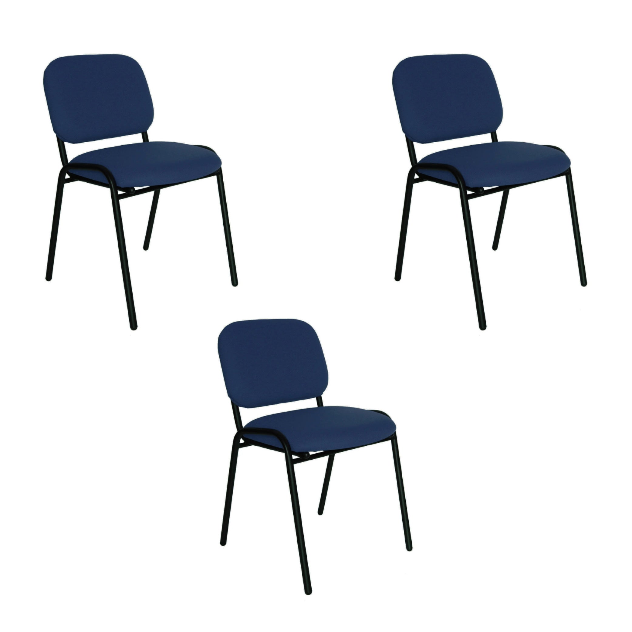 Offiho Set de 3 Sillas de Oficina para Visita Tapizada con Estructura de Acero, Modelo ECOVISITA