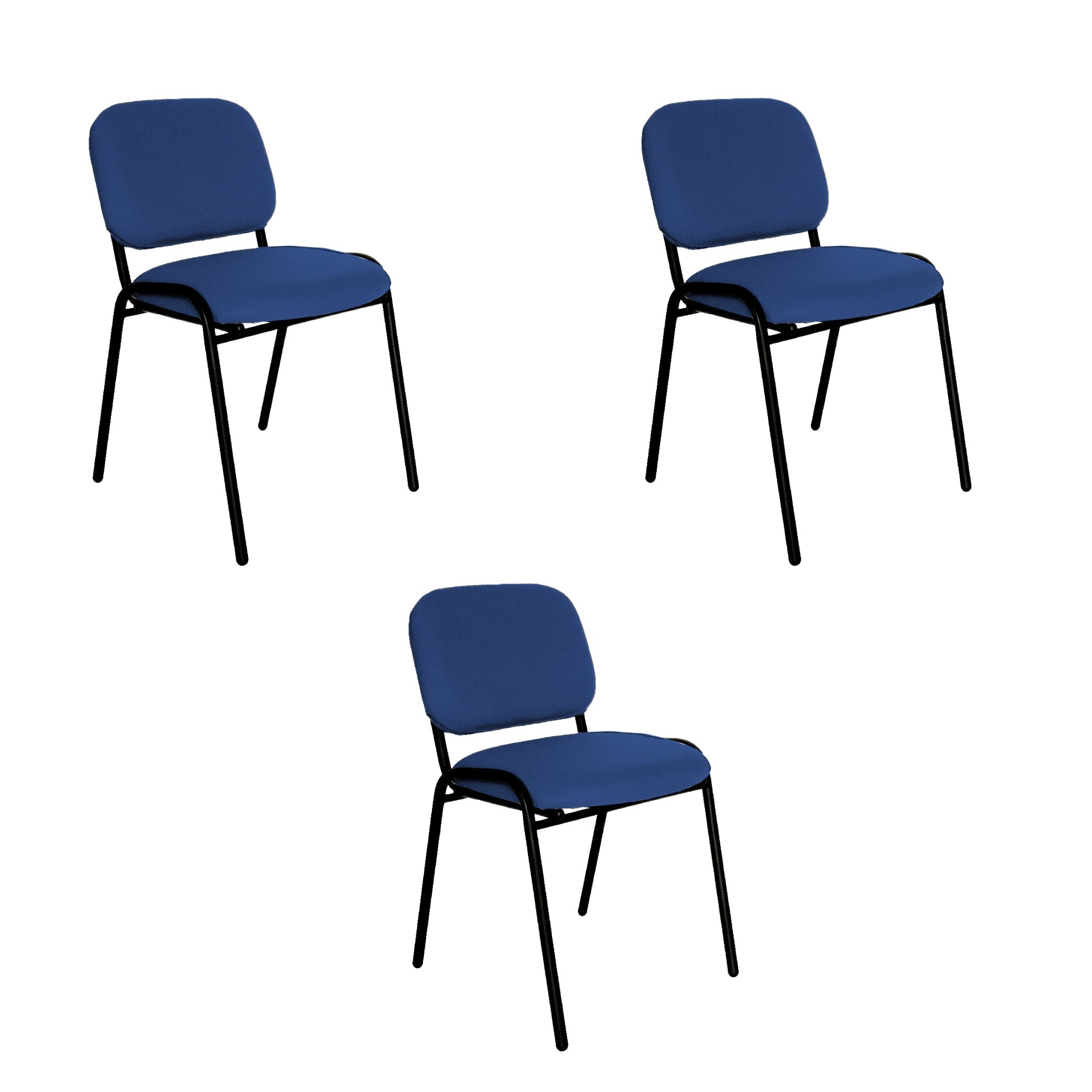 Offiho Set de 3 Sillas de Oficina para Visita Tapizada con Estructura de Acero, Modelo ECOVISITA