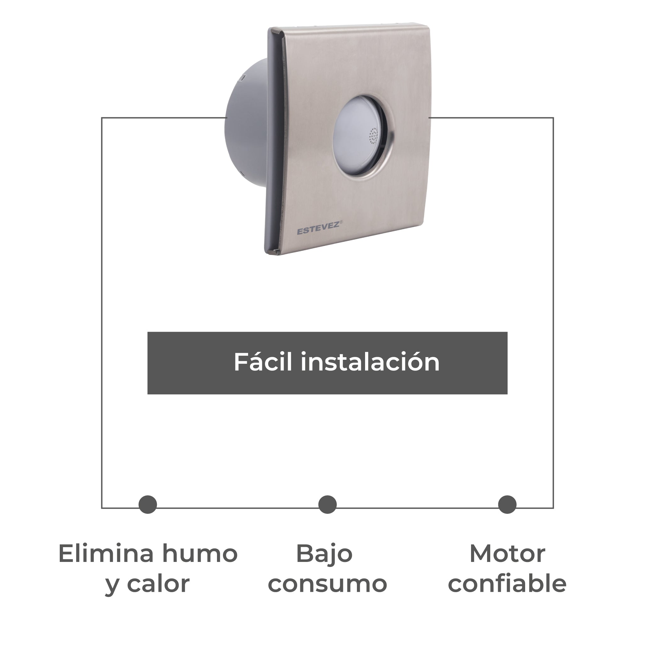 Estevez Extractor de Aire de 4" Tipo Europeo para Baño / Cocina, Modelo 1304