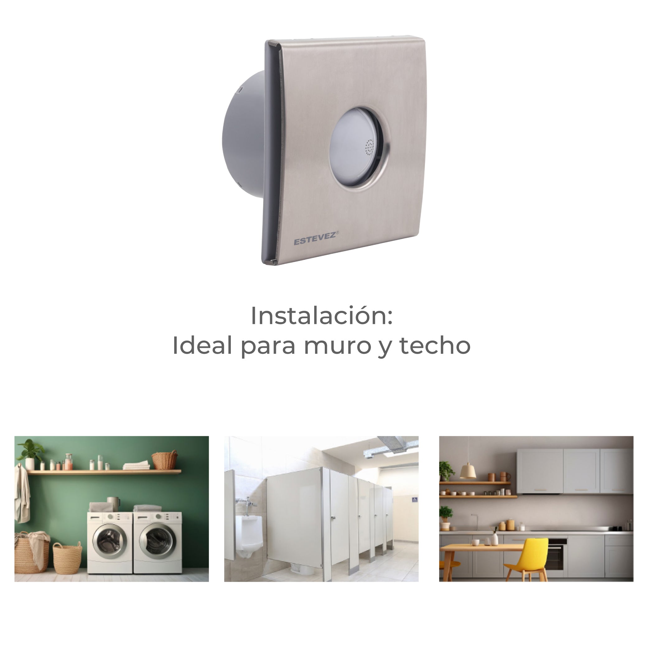 Estevez Extractor de Aire de 4" Tipo Europeo para Baño / Cocina, Modelo 1304