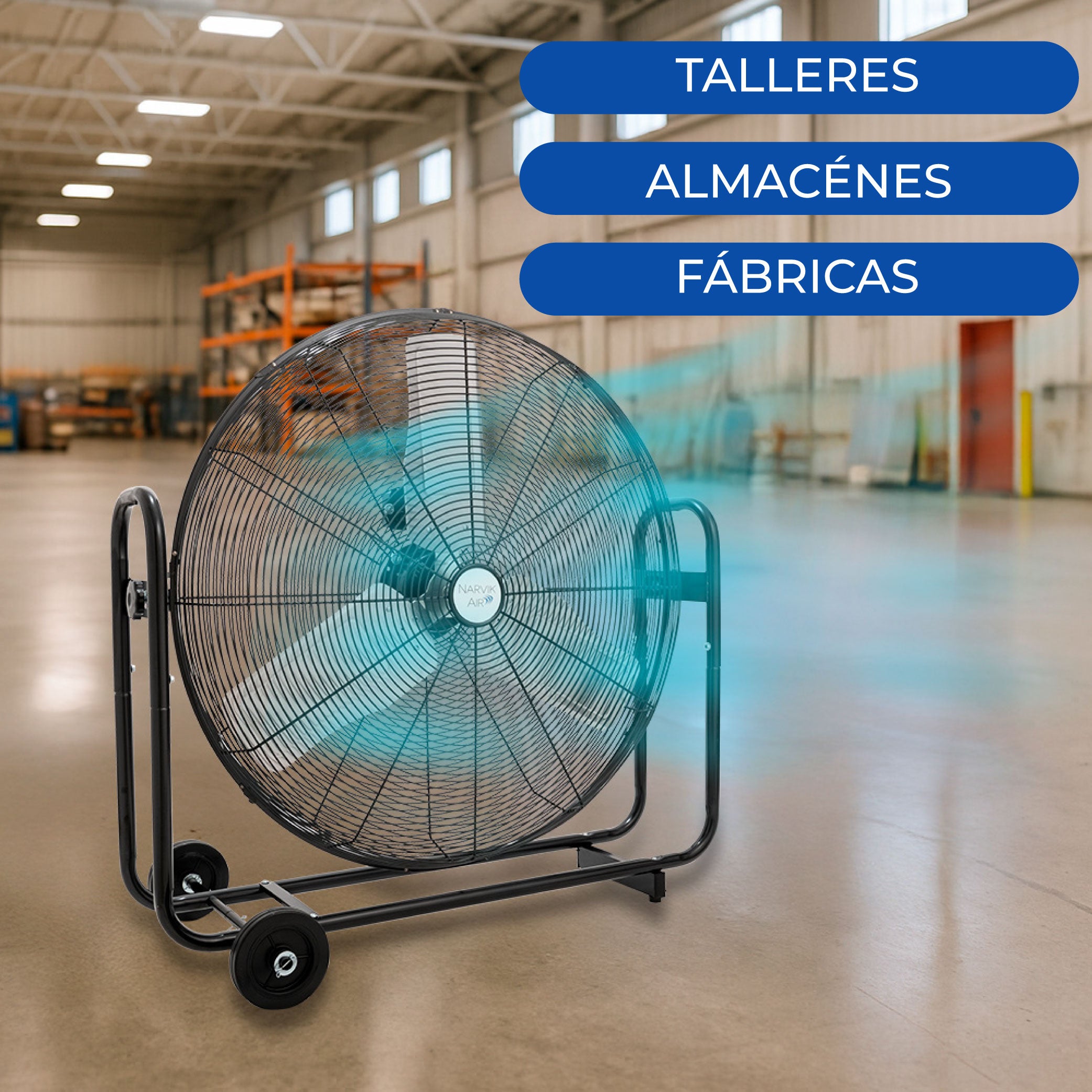 Narvik Ventilador de 30" Industrial de Piso con Ruedas e Inclinación de 270° de 235W, Modelo NA1230 / NA-F30