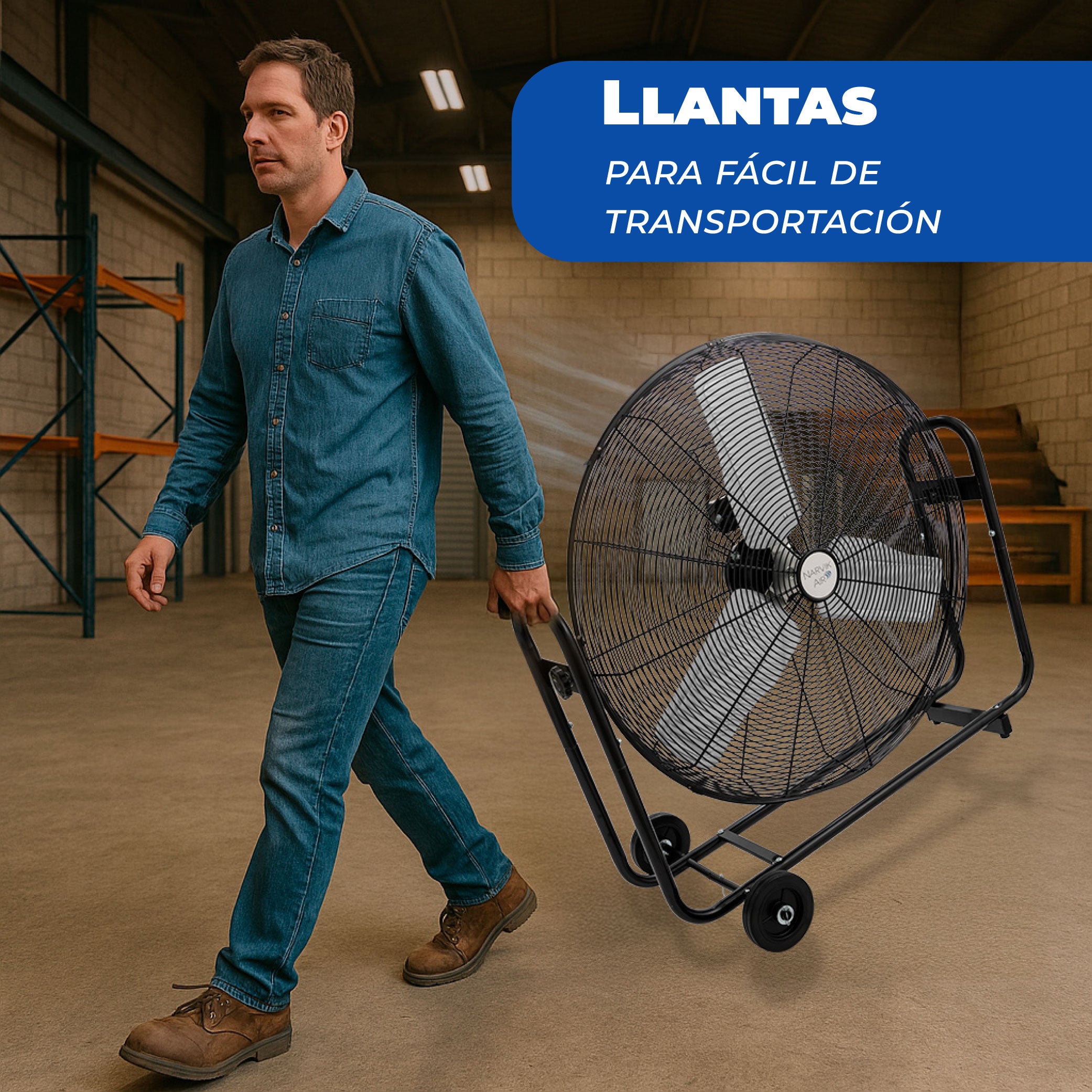Narvik Ventilador de 30" Industrial de Piso con Ruedas e Inclinación de 270° de 235W, Modelo NA1230 / NA-F30