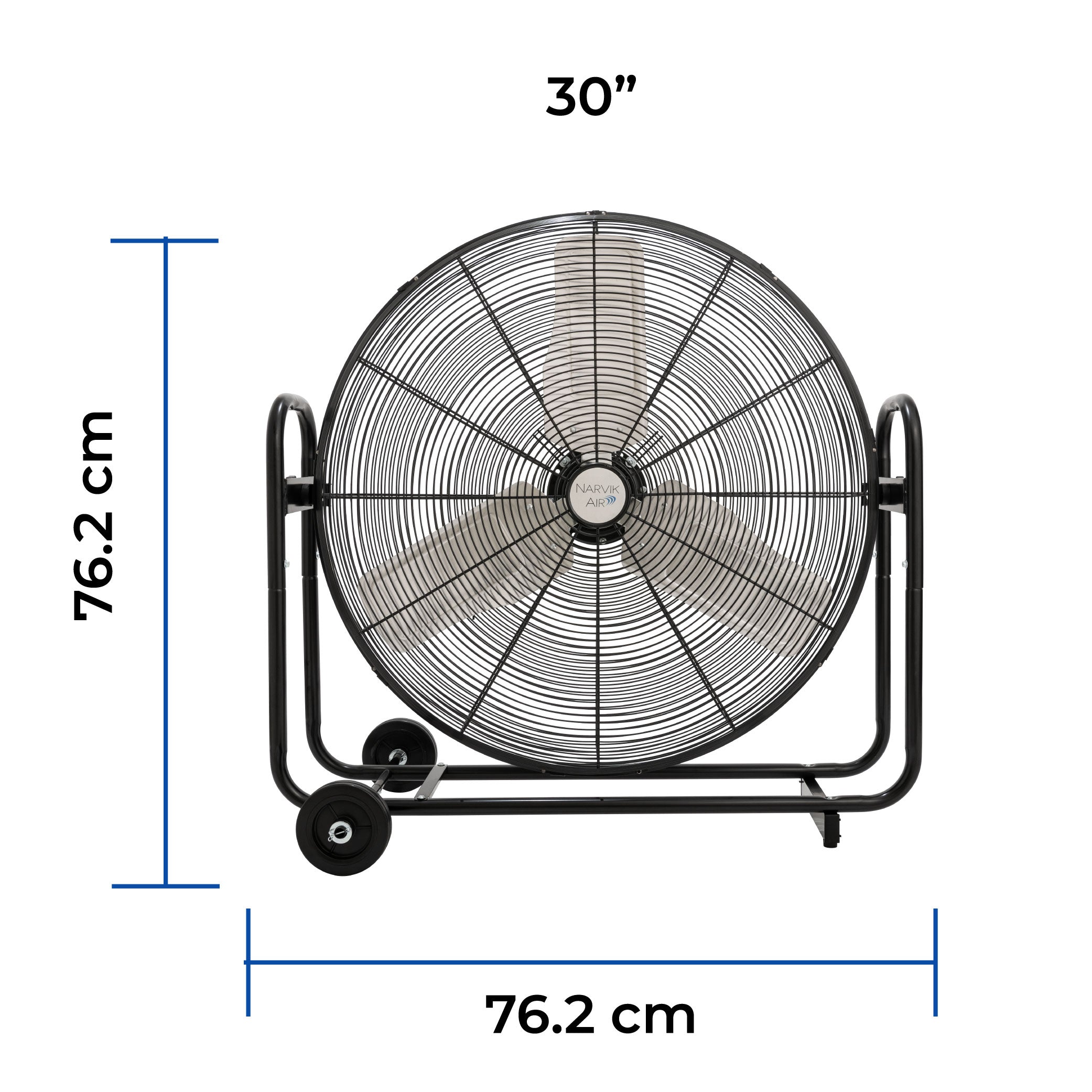 Narvik Ventilador de 30" Industrial de Piso con Ruedas e Inclinación de 270° de 235W, Modelo NA1230 / NA-F30