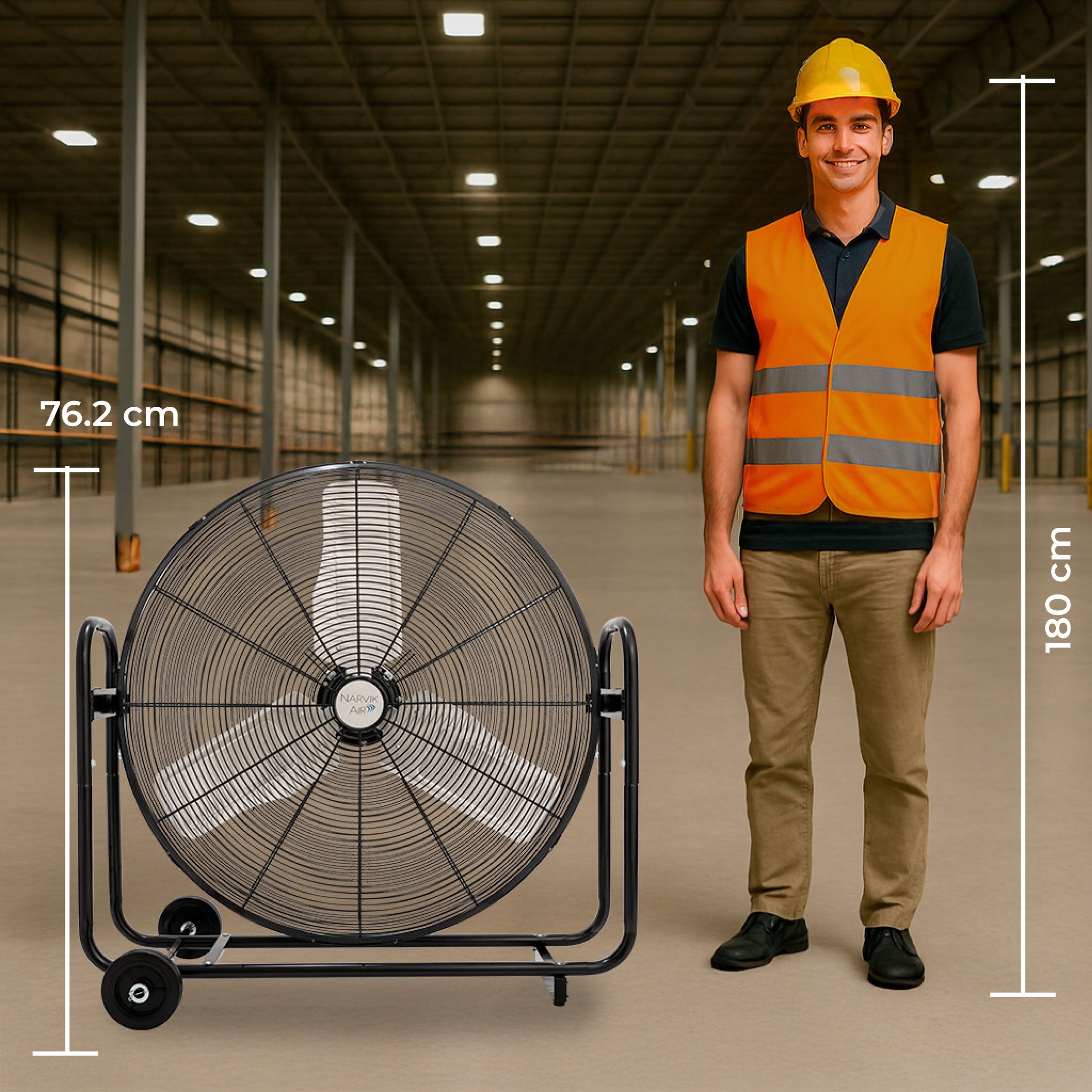 Narvik Ventilador de 30" Industrial de Piso con Ruedas e Inclinación de 270° de 235W, Modelo NA1230 / NA-F30