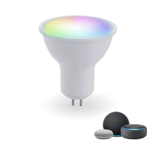 Estevez Pack de 6 Focos LED 5W Smart RGB Alexa / Google Home, Base GU5.3 MR16, Modelo ES-E81164-05-RGB