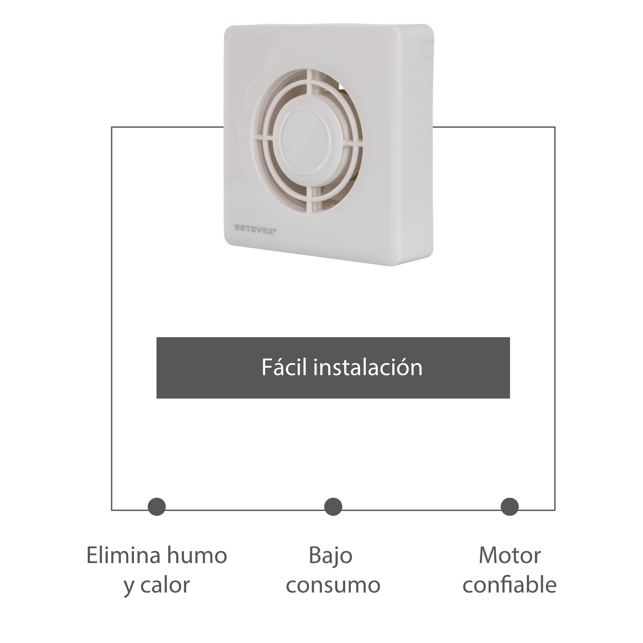 Estevez Extractor de Aire de 4" Para Baño / Cocina, Pared / Ventana, Modelo 1004(eco)
