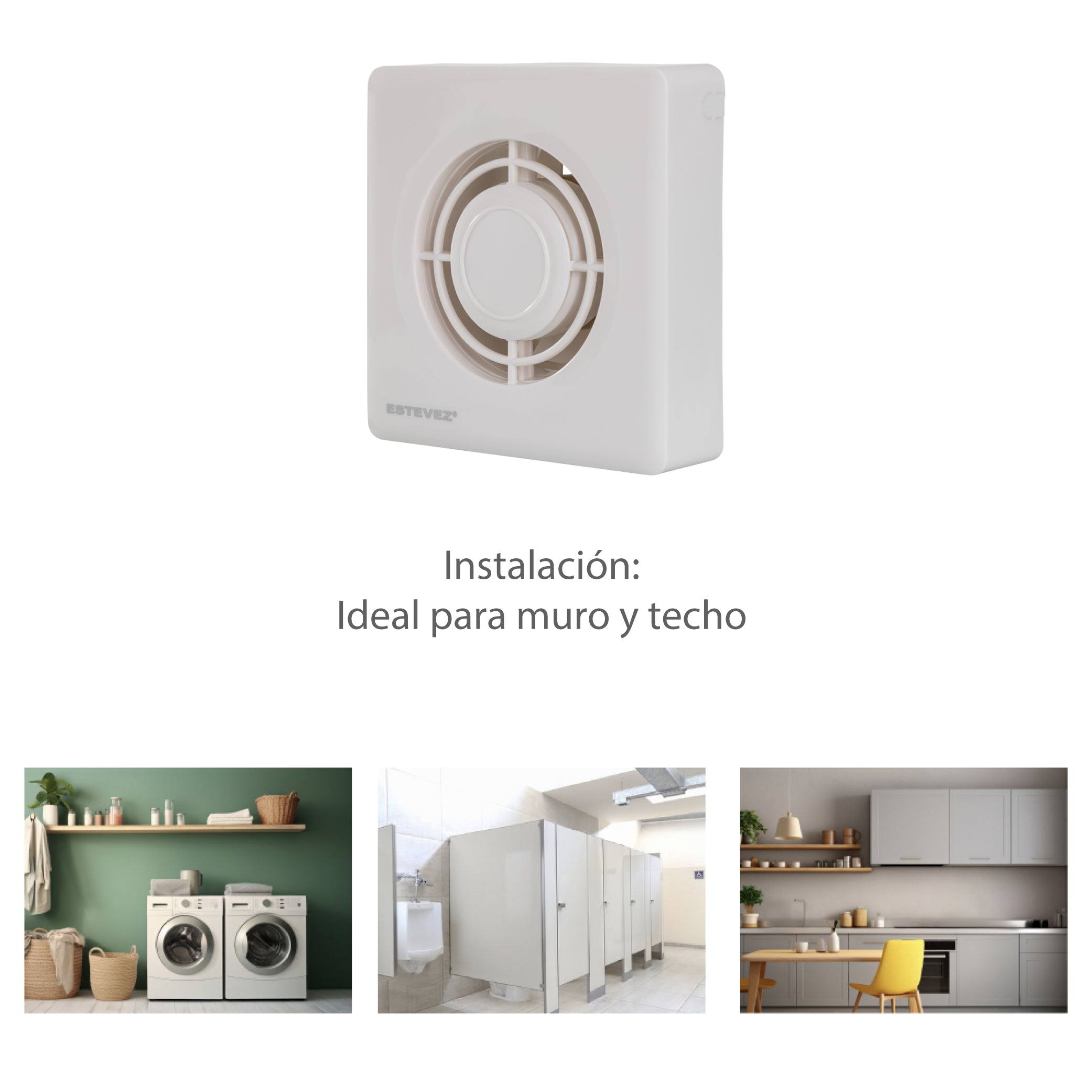 Estevez Extractor de Aire de 4" Para Baño / Cocina, Pared / Ventana, Modelo 1004(eco)
