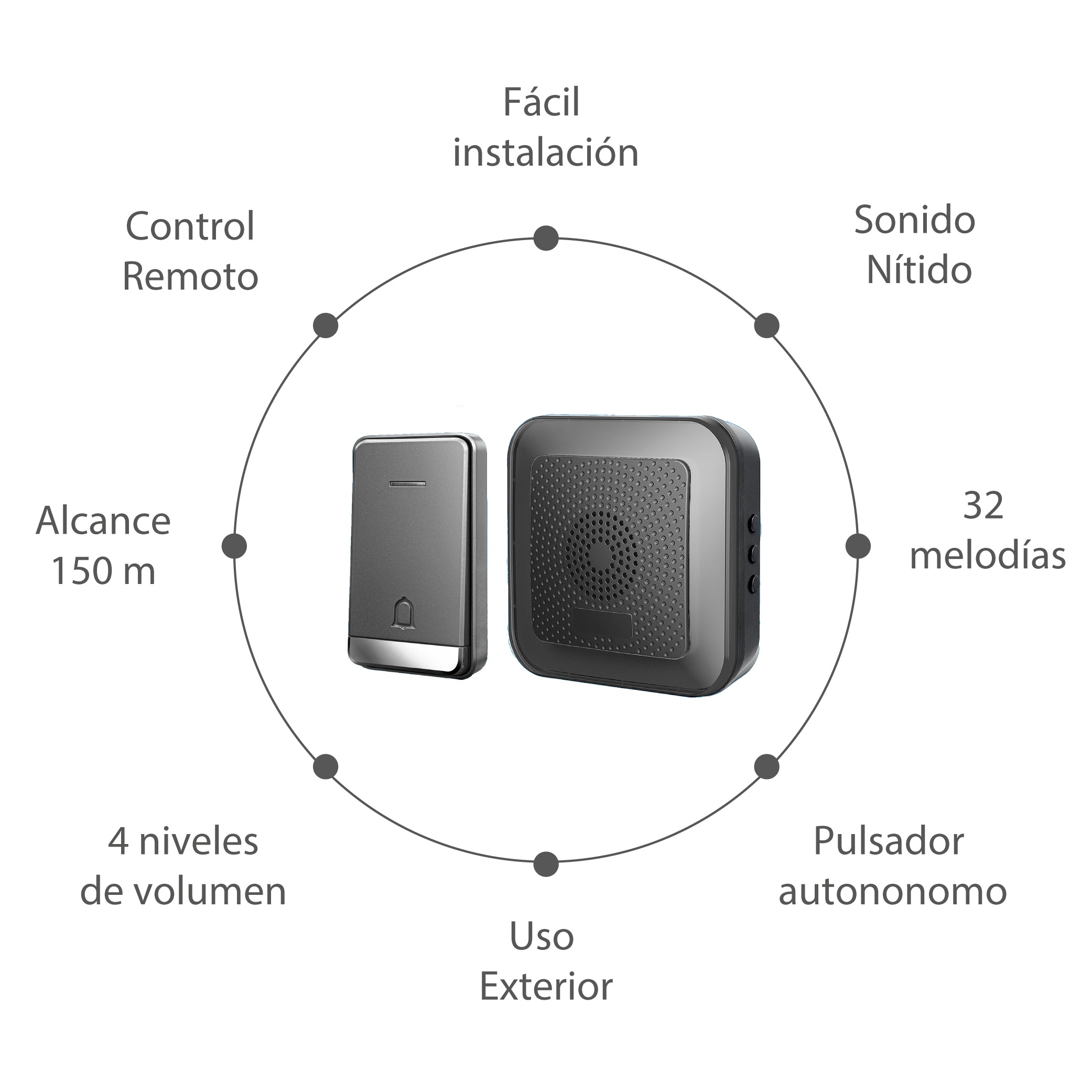 Estevez Timbre Inalámbrico Enchufable Plug In con 32 Melodías, Modelo Altar D890W