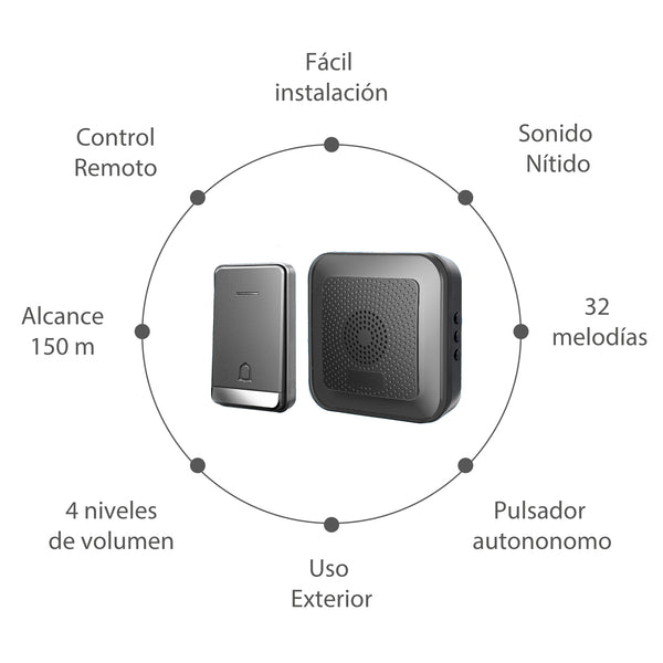 Estevez Timbre Inalámbrico Enchufable Plug In con 32 Melodías, Modelo Altar D890W