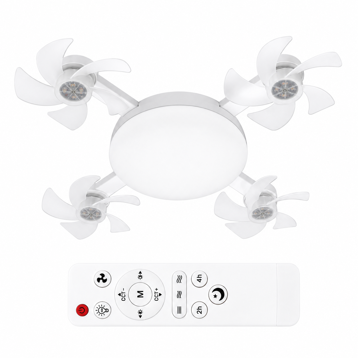 Ipsa Ventilador de Techo con Luz CCT y Control Remoto, Modelo VENTI-LITE/DRONX4