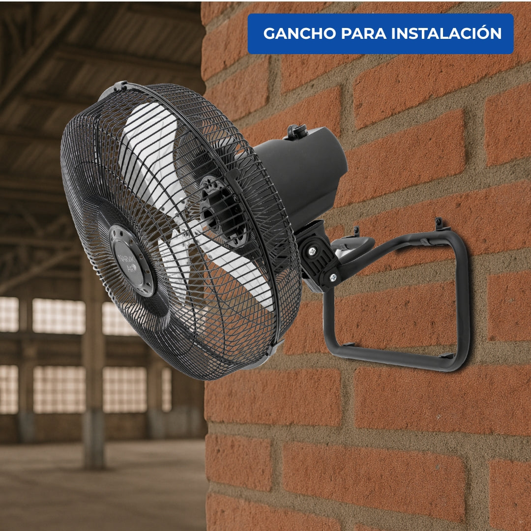 Narvik NA1012 Ventilador de 12" Industrial 2 en 1: Piso y Pared 55W con Aspas de Aluminio Oscilación de 90°